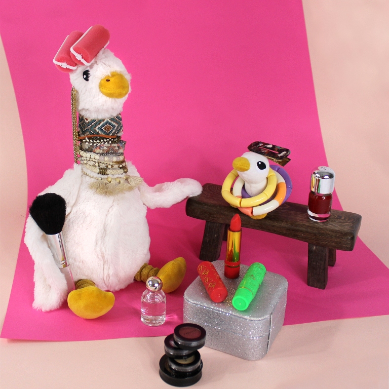 Peluche Oie Jébongou Maman et Bebe Blanc Ptipotos