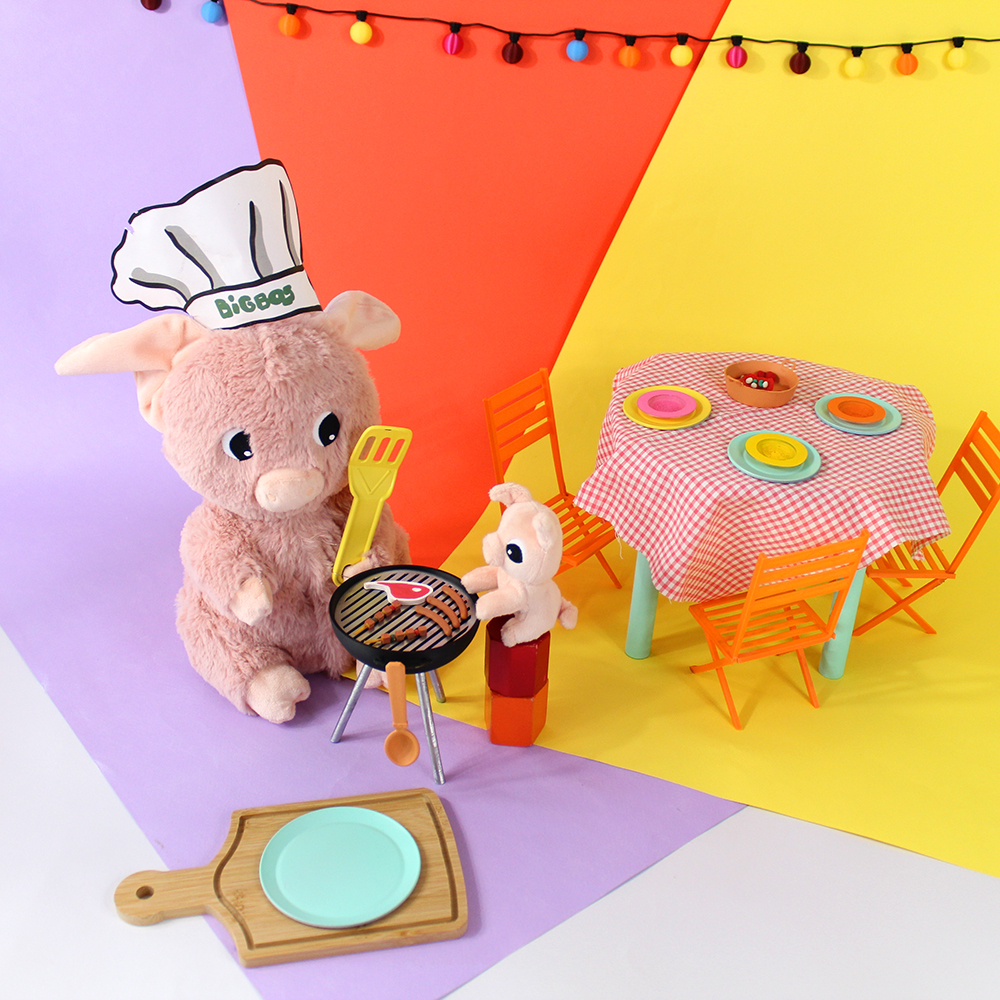 Peluche Cochon Rose Maman et Bebe Barbekiou Ptipotos