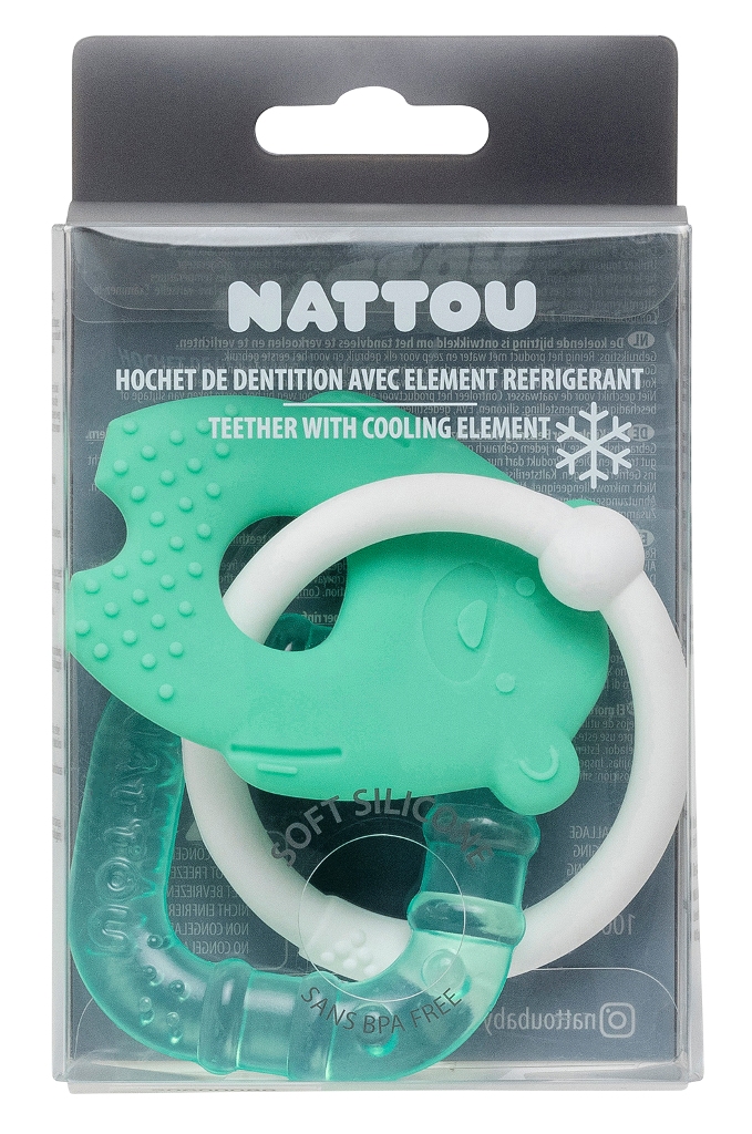 Nattou Anneau de Dentition Réfrigérant en Silicone Vert, 1 pièce