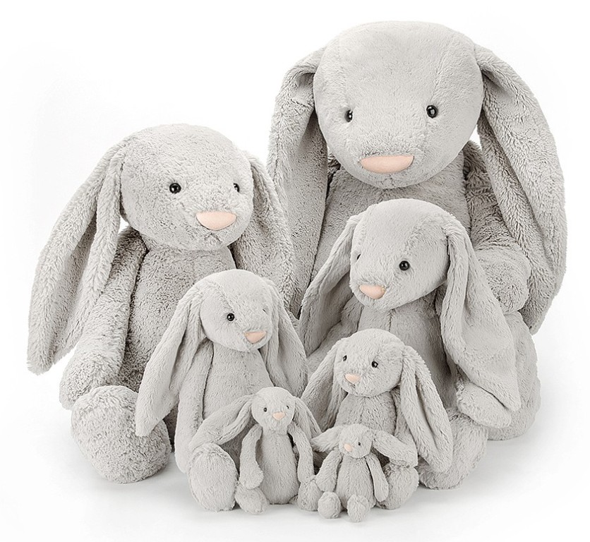 Jellycat - Peluche lapin bashful gris xxl 108 cm, Livraison Gratuite 24/48h