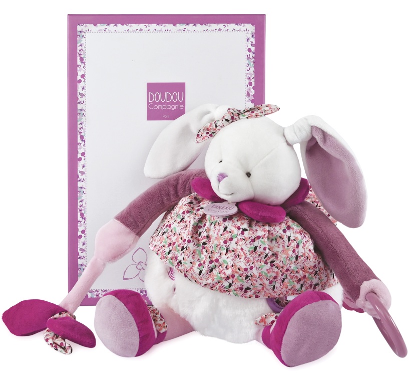 Cerise le lapin hochet 19 cm Doudou Et Compagnie rose