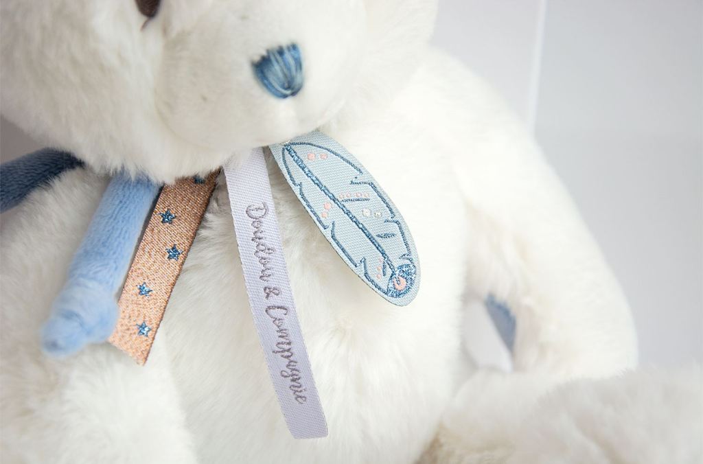 Doudou Et Compagnie DC3474 Attrap-Rêve Orsetto Blu Peluche 30 Cm Con Ricami – Regalo Di Nascita In Scatola Regalo