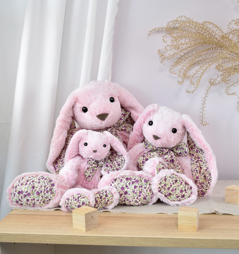 Peluche lapin Copains Câlins rose (25cm) Histoire d'Ours