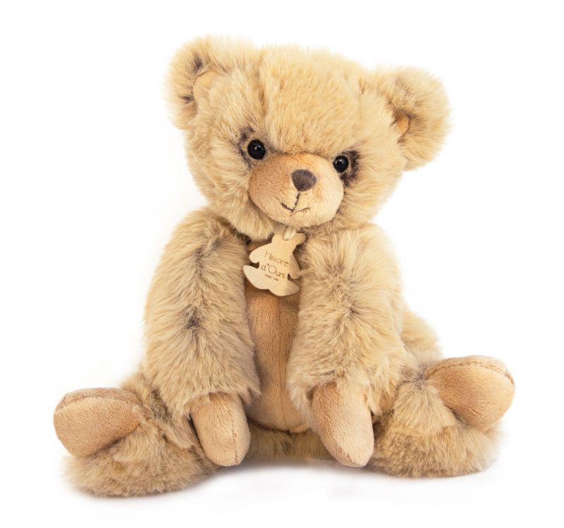 Peluche doudou ours beige brun LASCAR pot miel abeille patte aimant 24