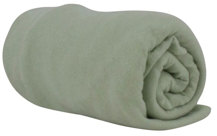 Lot de 2 Draps Housse Blanc et Vert - 60x120 cm