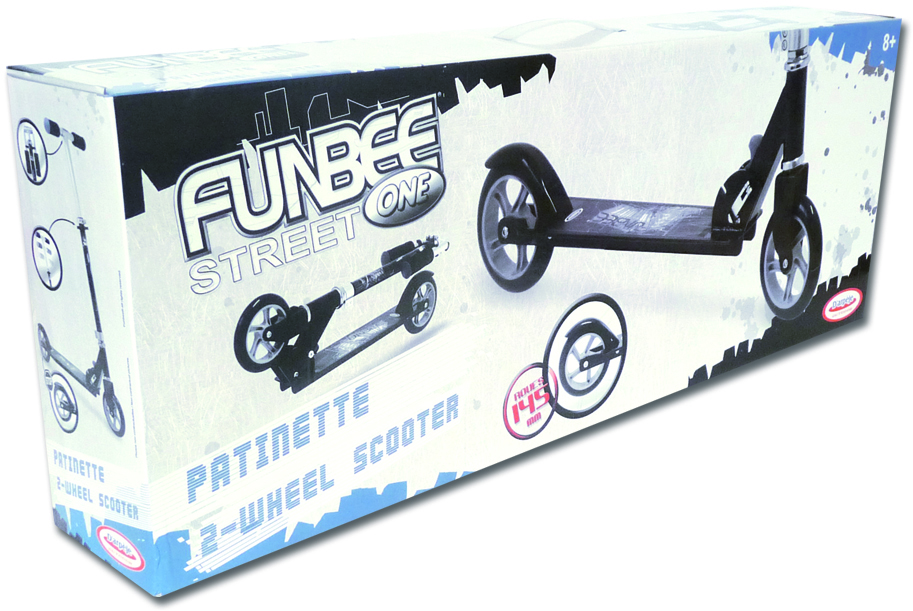 Trottinette Funbee 2 Roues Bleue Avec Casque, Pour Enfant, Pliable, Neuve