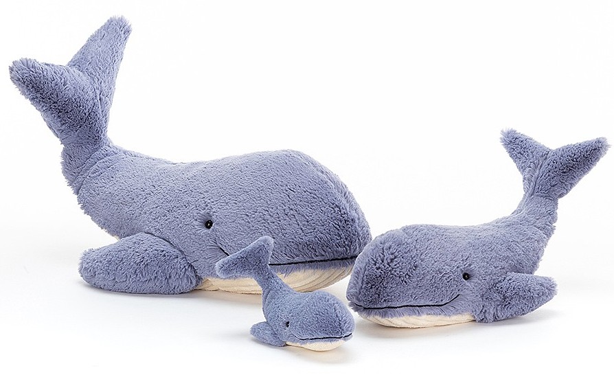 Jellycat - Peluche baleine wilbur 13 cm, Livraison Gratuite 24/48h