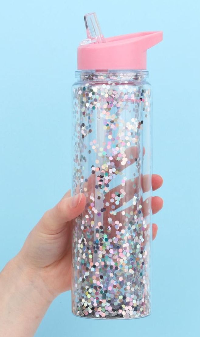 Gourde Paillettes Rose Argent XL