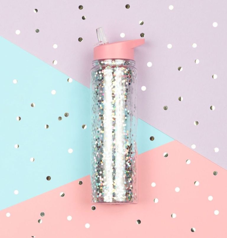 Gourde Paillettes Rose Argent XL