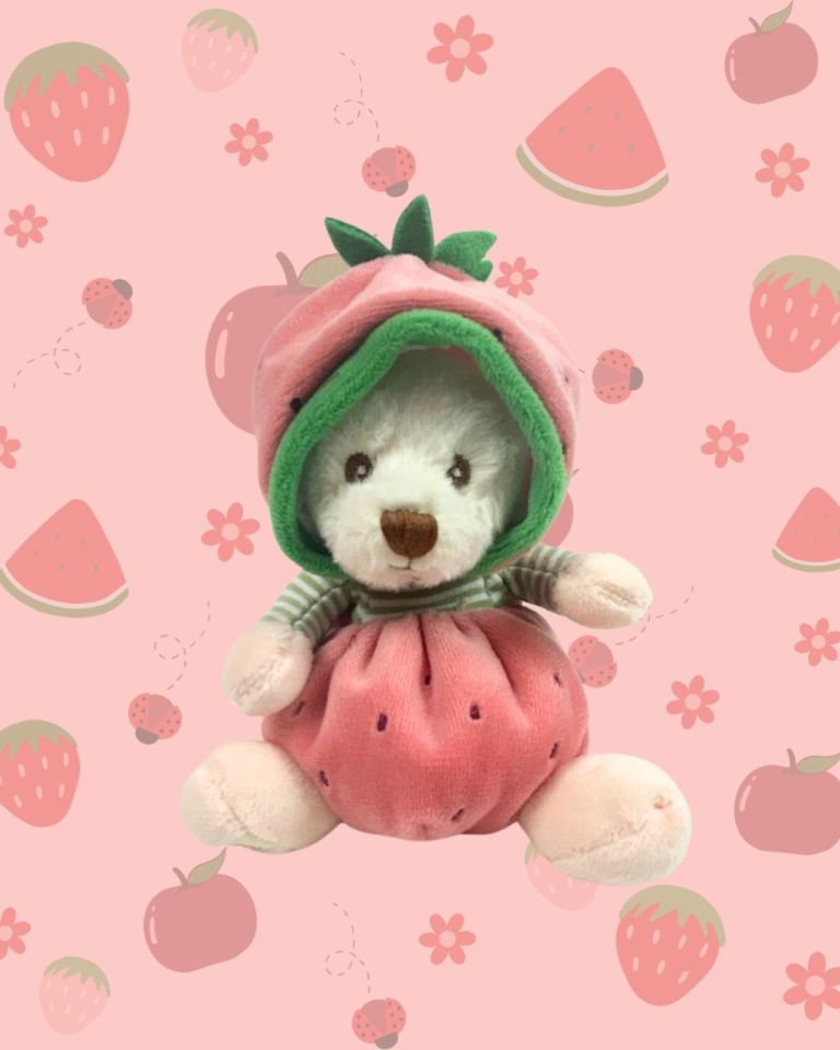 Peluche Ours Ziggy Fraise - 12 cm Peluche Ours Ziggy Fraise - 12 cm