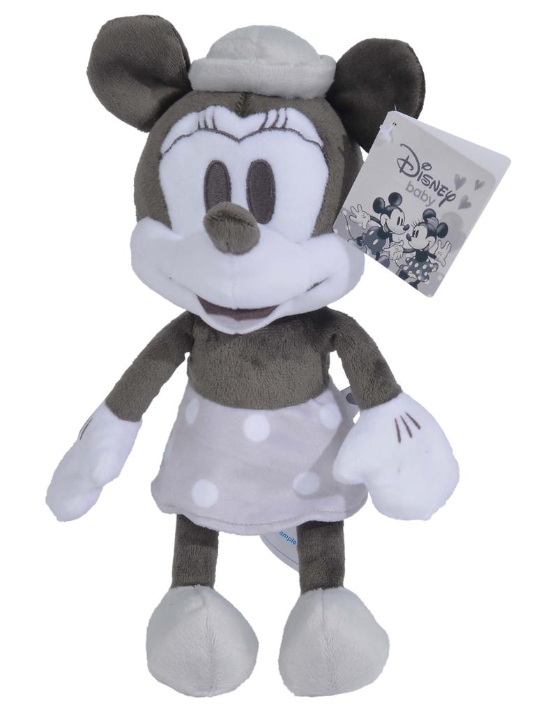 Peluche Minnie Mouse noir blanc grelot Disney Baby jouet éveil