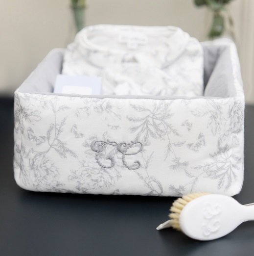 Panier de Rangement Toile de Jouy Gris Panier de Rangement Toile de Jouy Gris