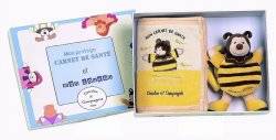 Doudou et Compagnie Coffret Protège Carnet de Santé et Doudou Bourdon Pompon