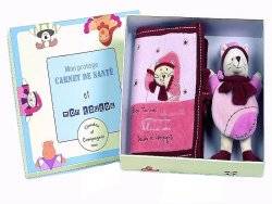 Doudou et Compagnie Coffret Protège Carnet de Santé et Doudou Chat Minouchette