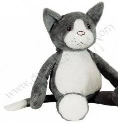 Nounours Peluche Chat Pantin Gris