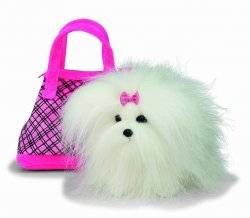 Peluche Chien Bichon Maltais Avec Sac Peluche Chien Bichon Maltais Avec Sac