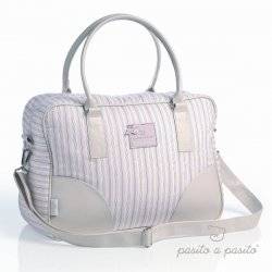 Pasito A Pasito Sac de Voyage Beige Rayé Rose
